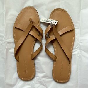 MADEWELL TAN CRISS CROSS LEATHER SANDAL